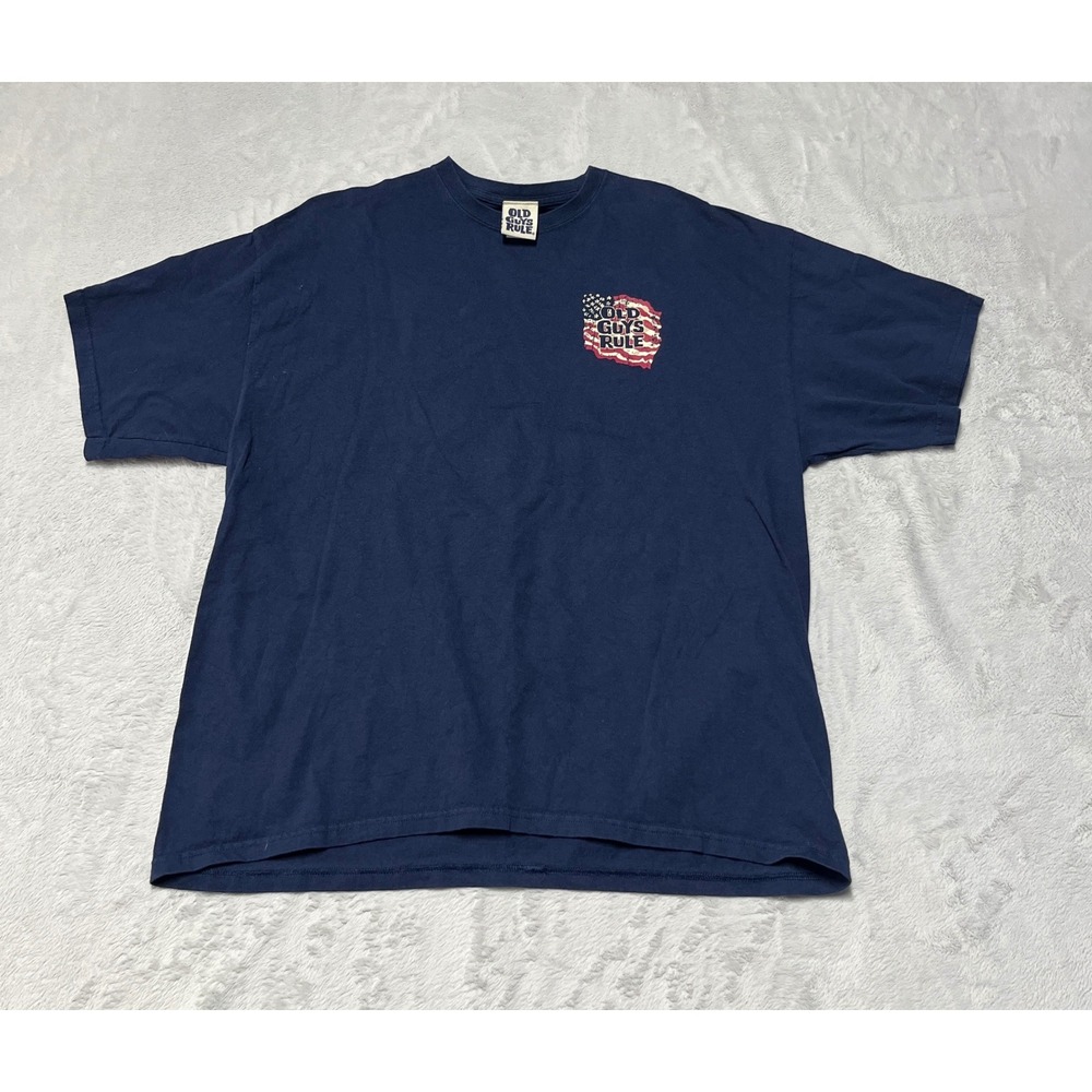 Old Guys Rule T Shirt Mens 2XL Blue American Flag Graphic A Life Well Served